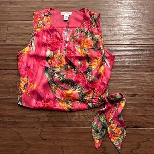 Cupcakes and Cashmere Hot Pink Floral Wrap Shirt